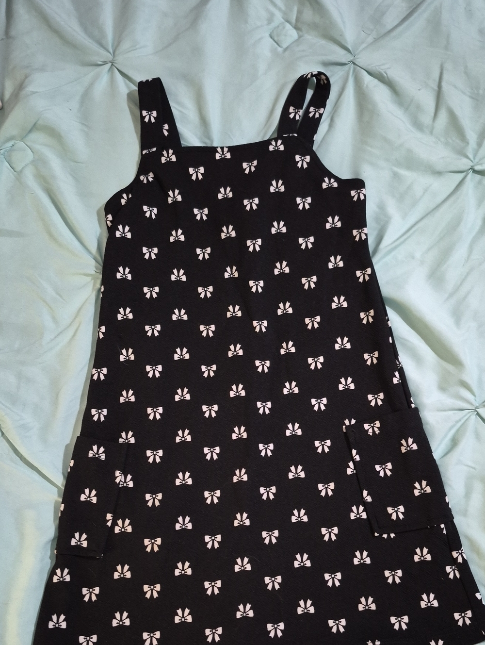 Girls Black Bow Print Sundress